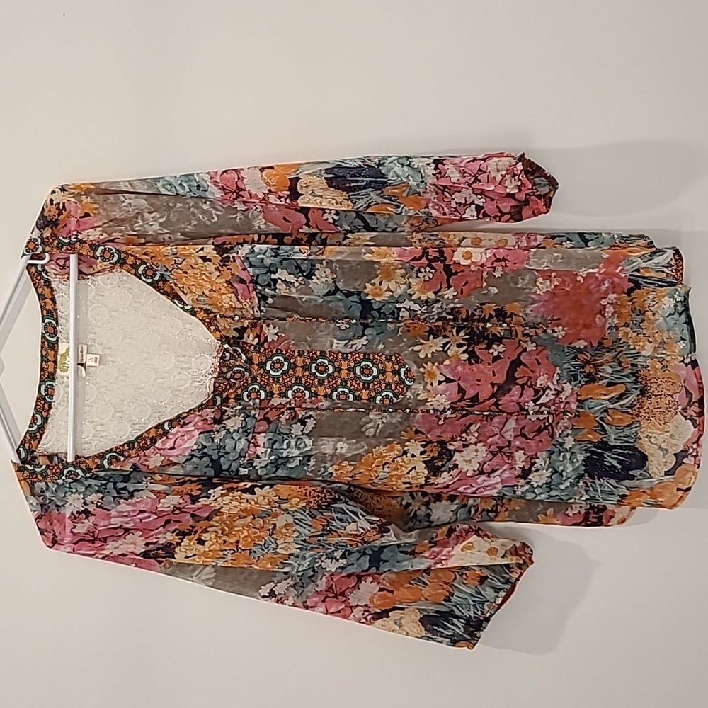 Boho multi-colored sheer blouse